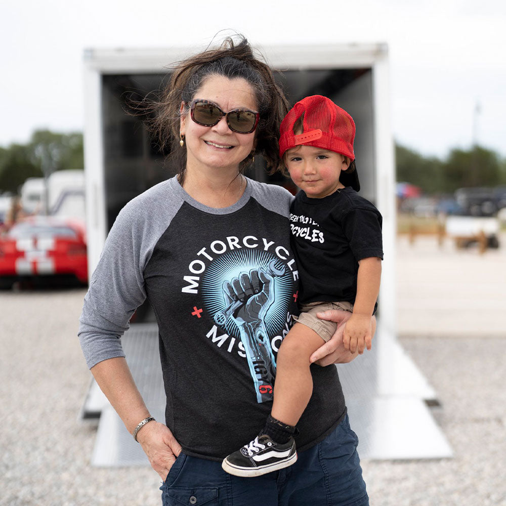 TEE, 3/4 SLEEVE - BLACK/GREY, UNISEX