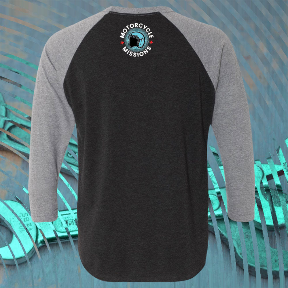 TEE, 3/4 SLEEVE - BLACK/GREY, UNISEX