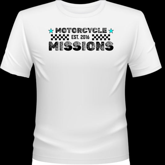 TEE - MOTORCYCLE MISSIONS, HEATHER WHITE