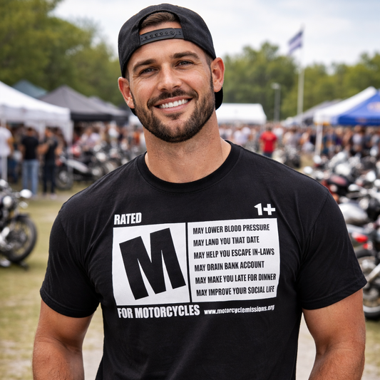 TEE - RATED M FOR MOTORCYCLES, UNISEX