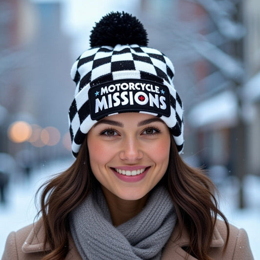 BEANIE -  CHECKERED with Pom Pom V1 (UNISEX)