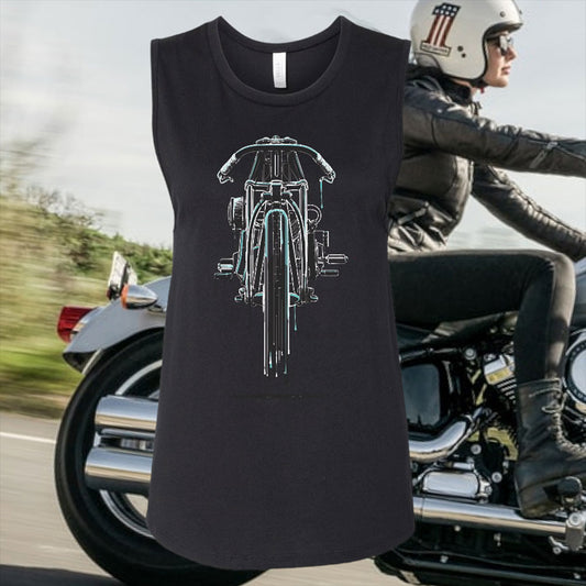 WOMENS MUSCLE TANK - PORTERFIELD BOARDTRACKER (BLACK)